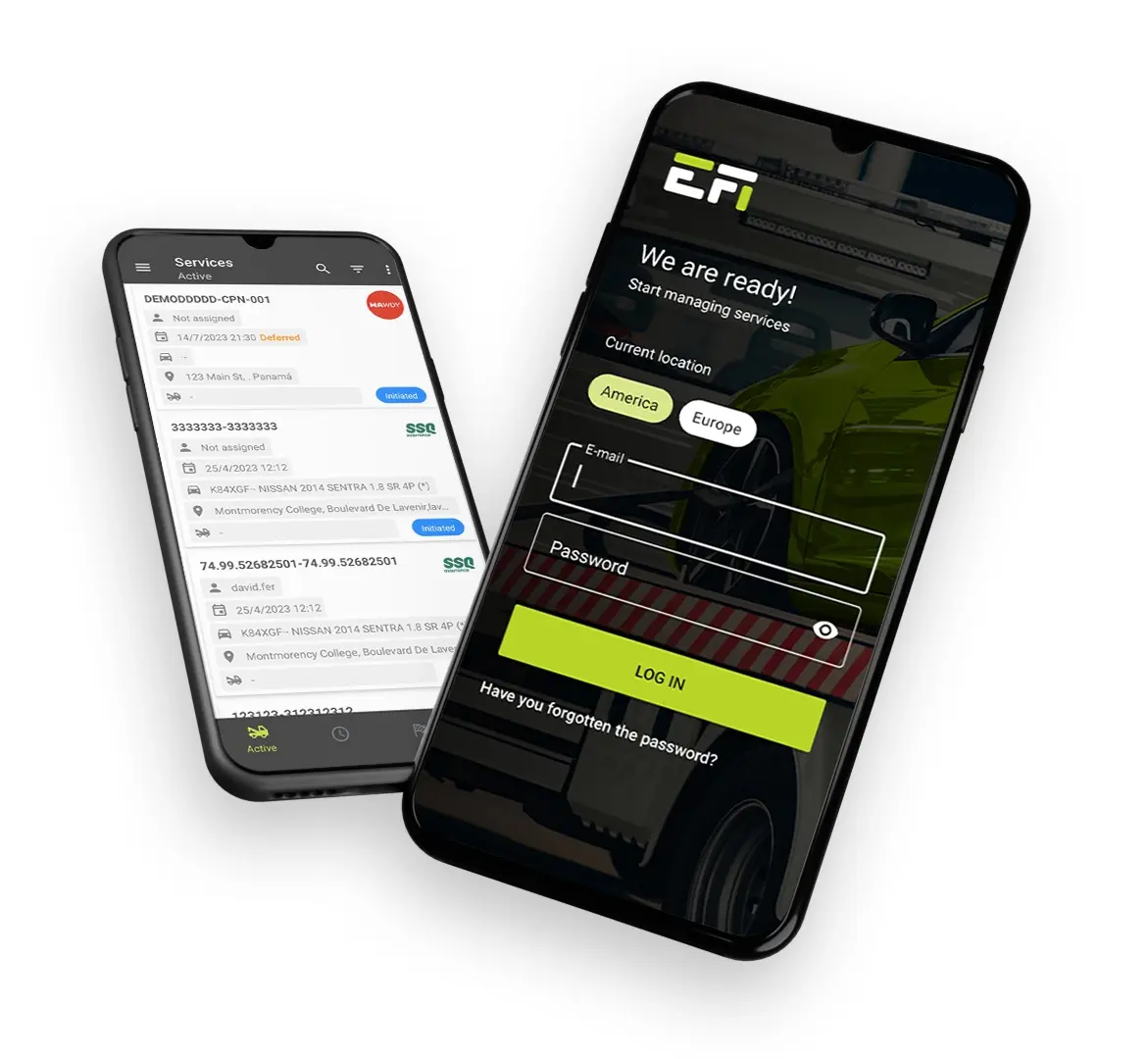 mobile phone with the efitow application